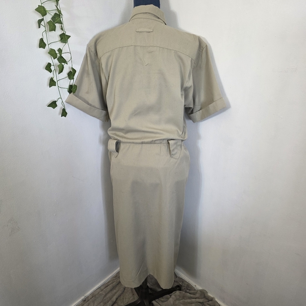 Vintage Kasper For ASL Khaki Button Down Shirt Dress - Picture 7 of 10